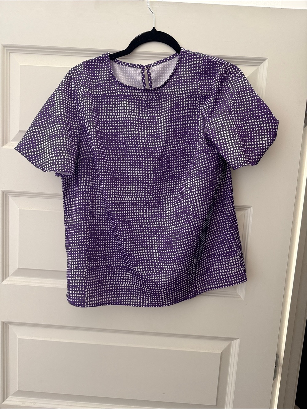SHEIN Purple White Dot Short Sleeve Blouse